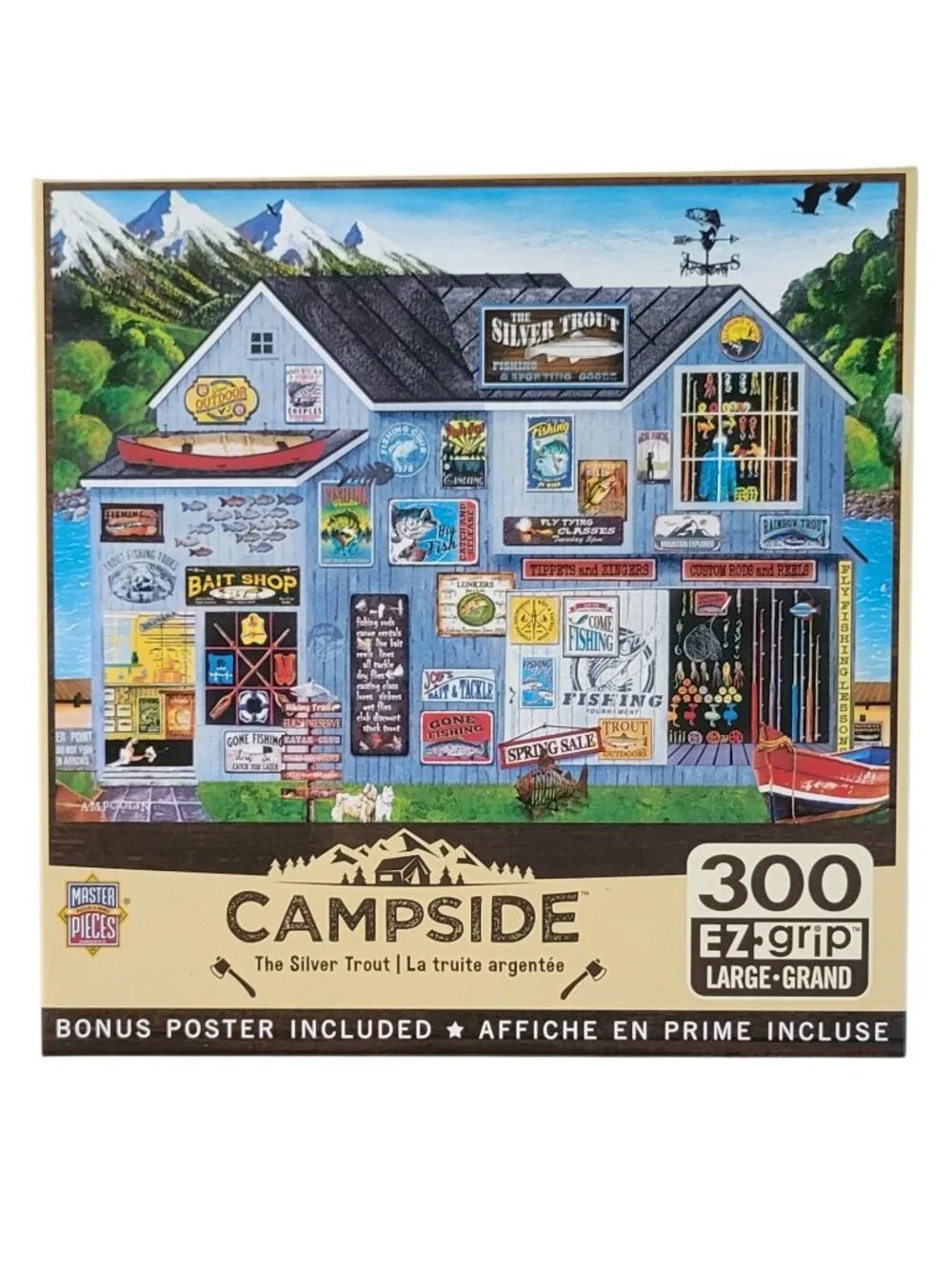 MasterPieces Campside The Silver Trout 300 Pc EZ Grip Jigsaw Puzzle New Sealed